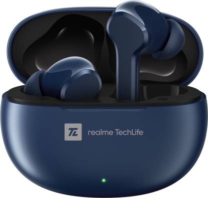 realme Techlife Buds T100 with up to 28 Hours Playback & AI ENC for Calls Bluetooth Headset  (Blue, True Wireless)