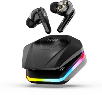 boAt Immortal 161 with Beast Mode(40ms Low Latency), 40 HRS Playback & RGB LEDs Bluetooth Headset  (Black Sabre, True Wireless)
